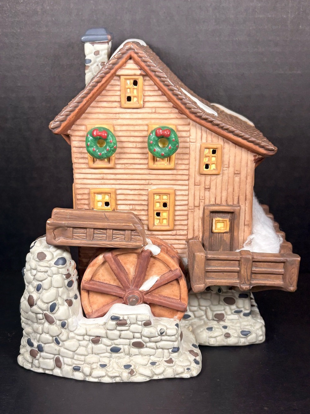 O’Well Christmas Village House with Water Wheel – No Cord